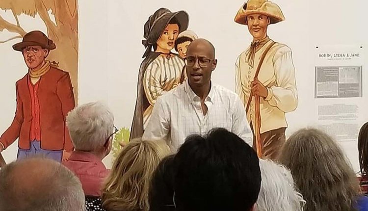 Webster, a hip-hop artist from Canada, speaks at an exhibition on runaway slaves at the Musée national des beaux-arts in Quebec (file).