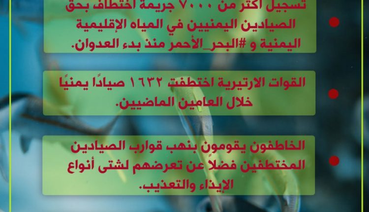 وزارة الثروة السمكية تدين استمرار الانتهاكات وعمليات الخطف التي يتعرض لها الصيادون اليمنيون في المياه الإقليمية اليمنية من قبل القوات الإريترية
